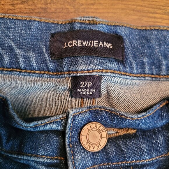 J Crew Jeans 27 P Slim Broken In Boyfriend Mid Rise Ripped Medium Light Wash - Picture 4 of 12